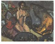 Ernst Ludwig Kirchner Bathing woman between rocks oil on canvas